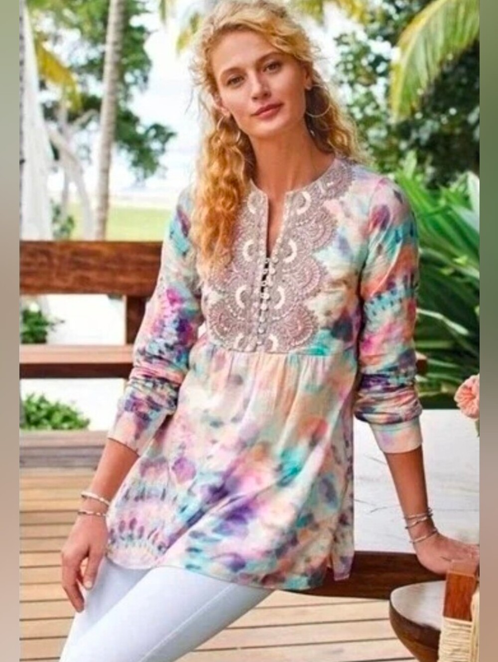 Soft Surroundings Bazille Watercolor Tie-DyeTunic